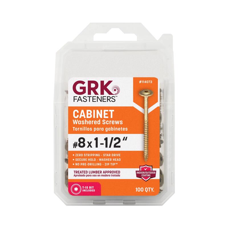 GRK Fasteners No. 8 X 1-1/2 in. L Star Climatek W-Cut Cabinet Screws 100 pk