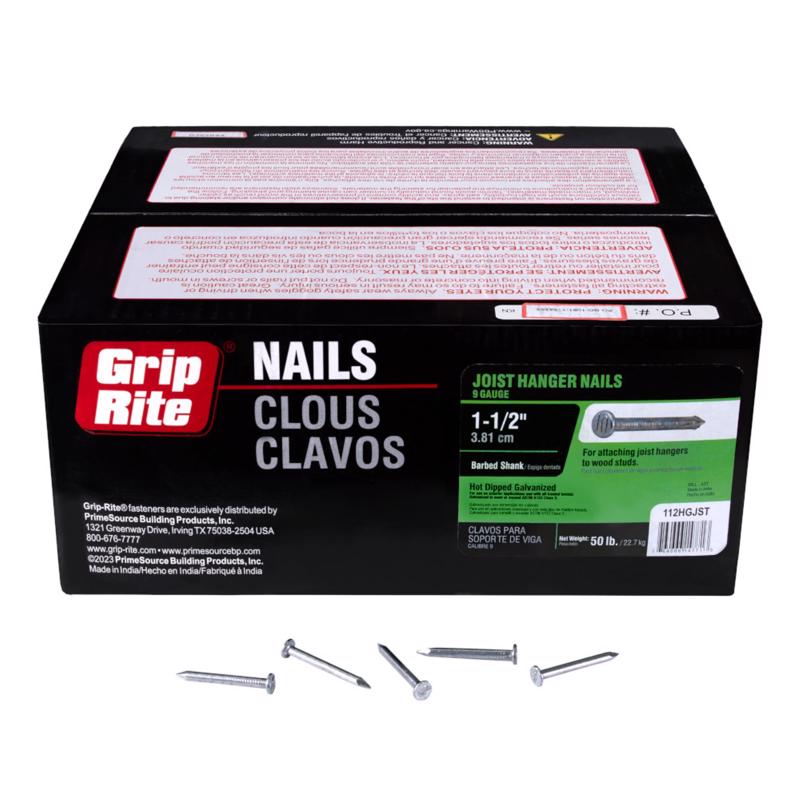Grip-Rite 1-1/2 in. Joist Hanger Hot-Dipped Galvanized Steel Nail Round Head 50 lb