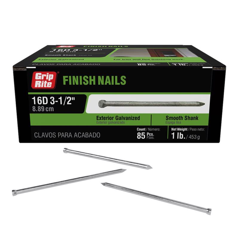 Grip-Rite 16D 3-1/2 in. Finishing Hot-Dipped Galvanized Steel Nail Countersunk Cupped Head 1 lb