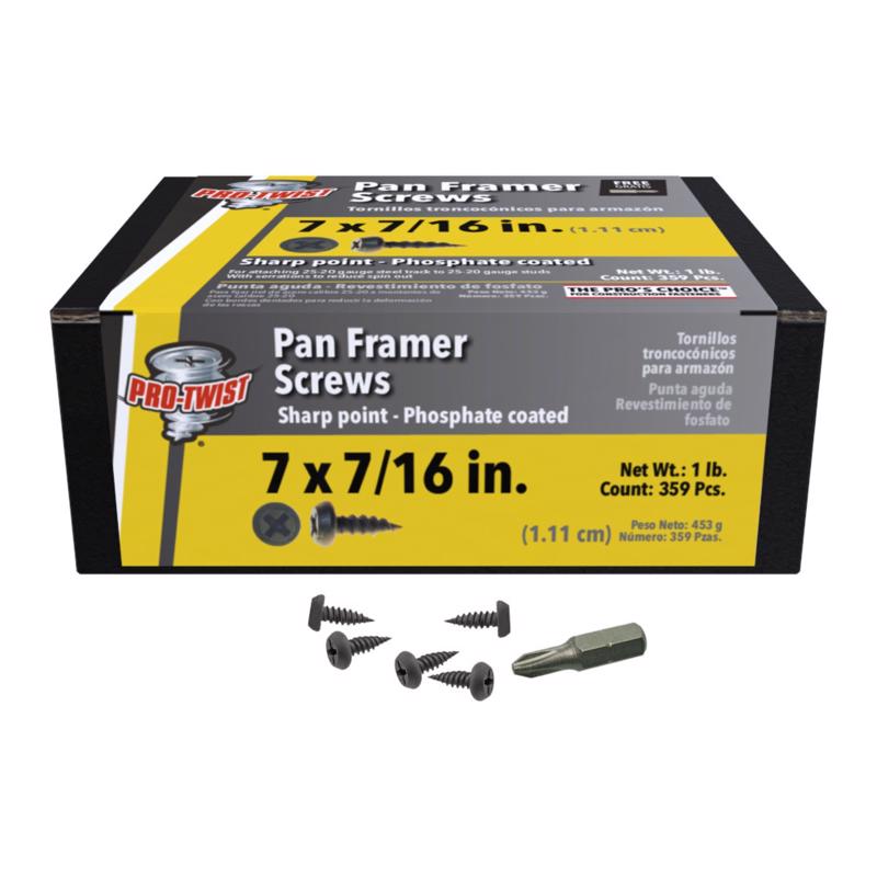 Grip-Rite Pro-Twist No. 7 wire X 7/16 in. L Phillips Coarse Framer Screw 1 lb 378 pk
