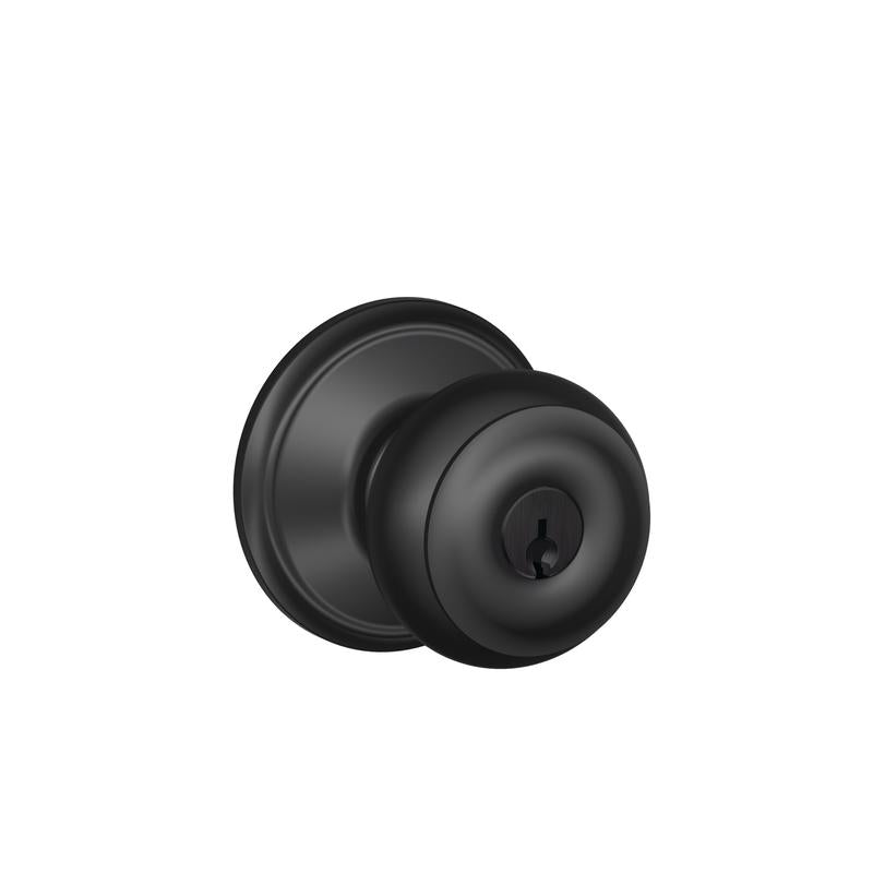 Schlage F-Series Georgian Matte Black Entry Knobs