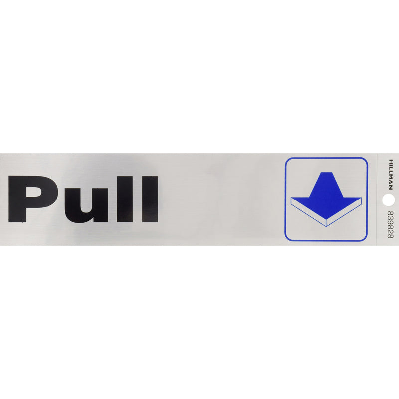 HILLMAN English Silver Push/Pull Decal 2 in. H X 8 in. W