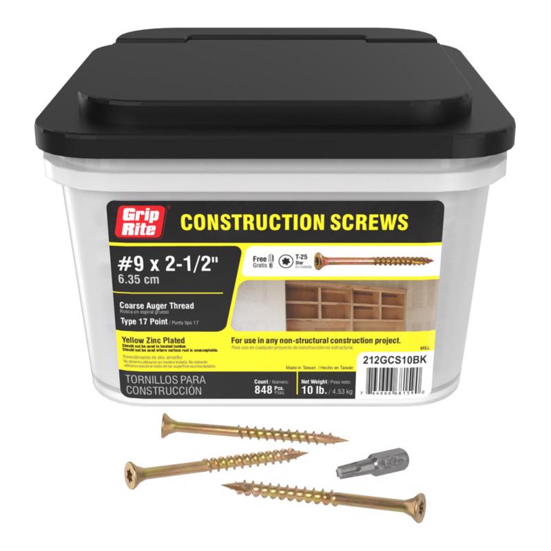 Grip-Rite No. 9 wire X 2-1/2 in. L Star Flat Head Coarse Construction Screws
