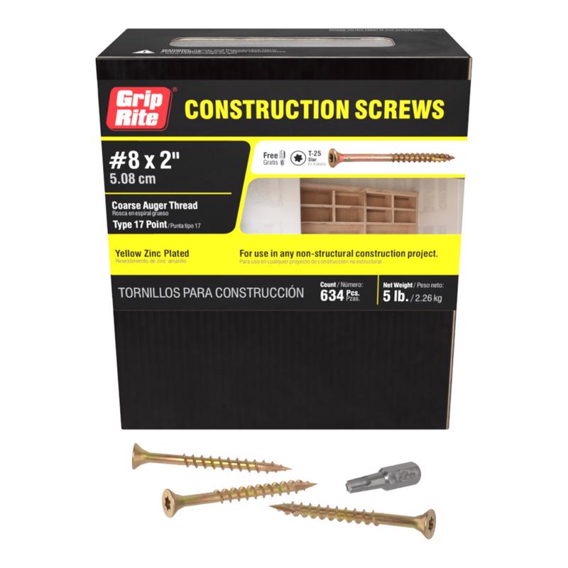 Grip-Rite No. 8 wire X 2 in. L Star Flat Head Coarse Construction Screws
