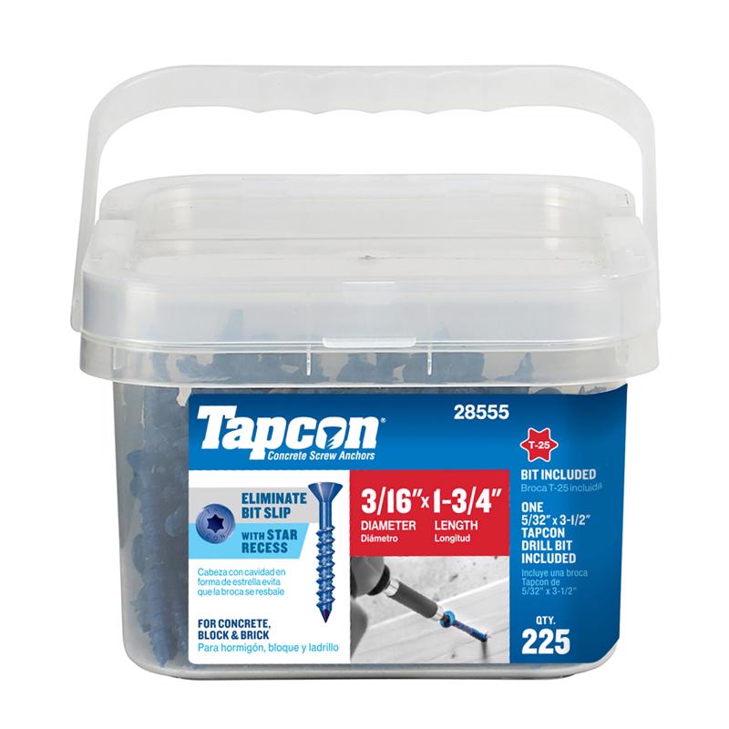 Tapcon 3/16 in. in. X 1-3/4 in. L Star Flat Head High/Low Concrete Screws