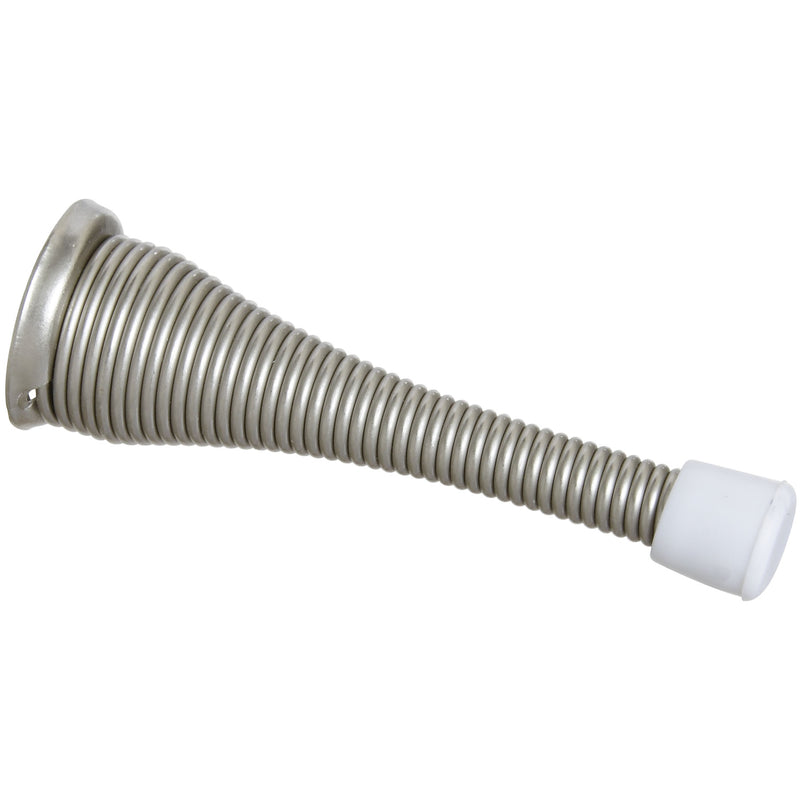 National Hardware 3 in. L Steel w/Rubber Tip Satin Nickel Silver Spring Door Stop Mounts to door .7