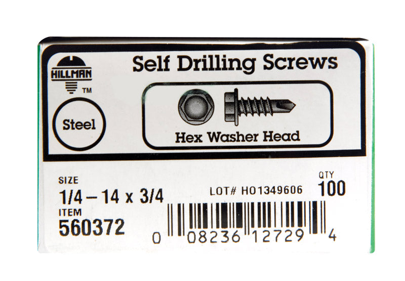 HILLMAN 1/4 in. Ga. X 3/4 in. L Hex Hex Washer Head Sheet Metal Screws 100 pk