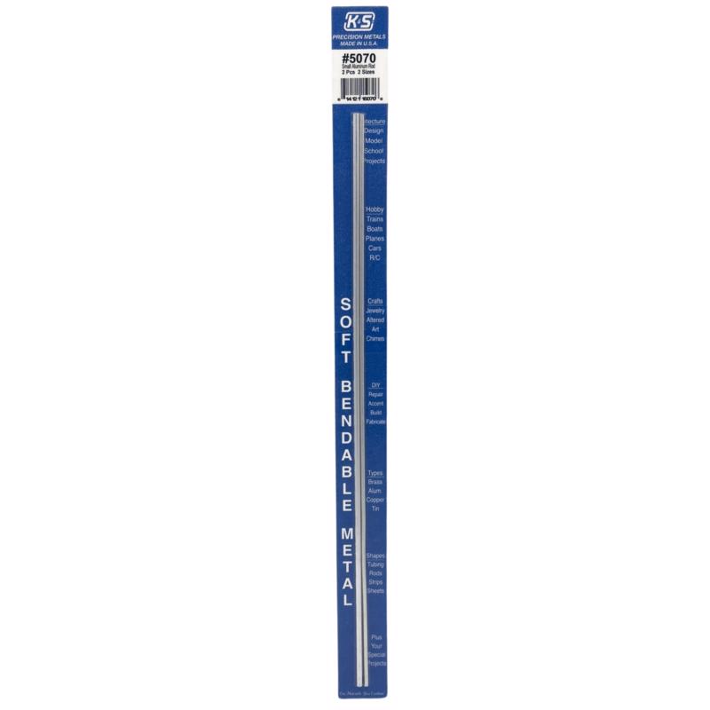 K&S 12 in. L X 3/32 and 1/8 in. D Aluminum Rod 5070 2 pk