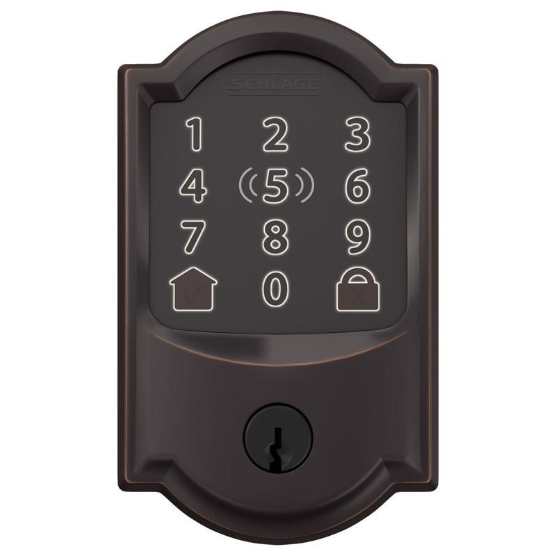 Schlage Encode Plus Aged Bronze Metal Wi-Fi Deadbolt with Camelot Trim