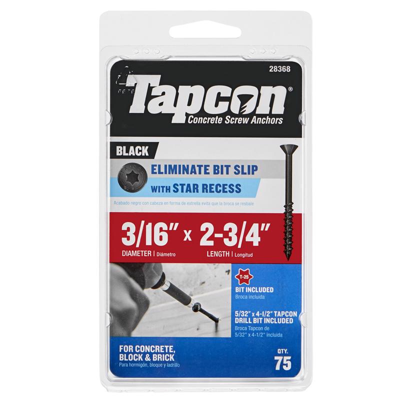 Tapcon 3/16 in. X 2-3/4 in. L Star Star Head High/Low Concrete Screws