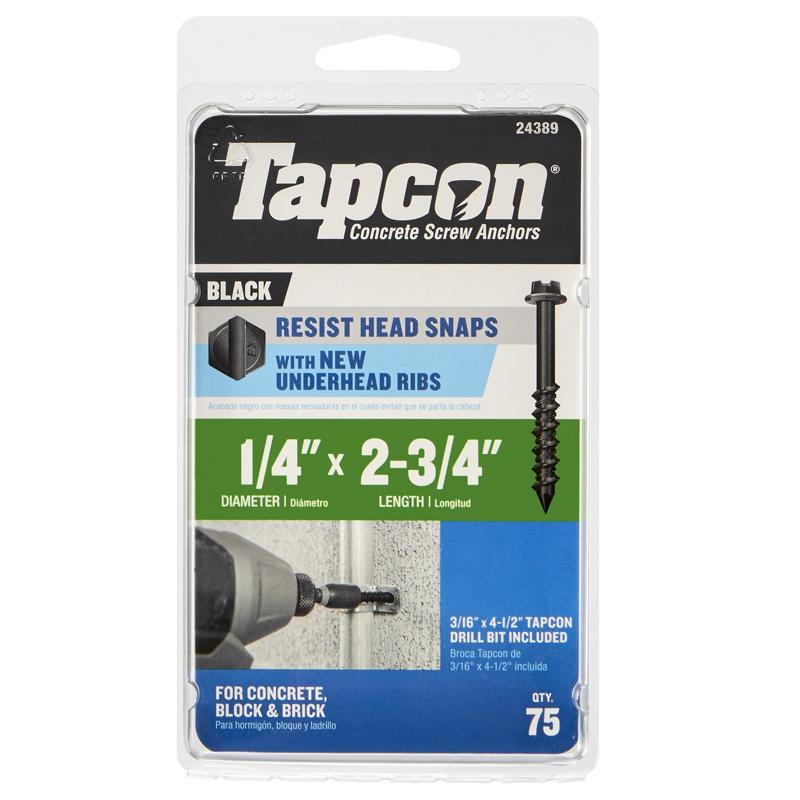 Tapcon 1/4 in. X 2-3/4 in. L Hex Drive Hex Washer Head High/Low Concrete Screws