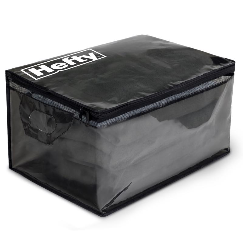 Hefty Large Black/Clear Flexible Tote w/Handle Stackable