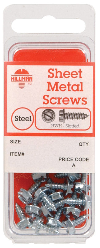 HILLMAN No. 12 Ga. X 1/2 in. L Slotted Hex Head Sheet Metal Screws 1 pk