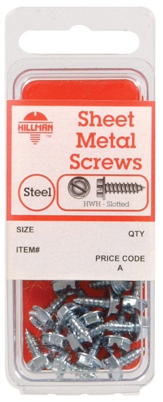 HILLMAN No. 12 Ga. X 3/4 in. L Slotted Hex Head Sheet Metal Screws 1 pk