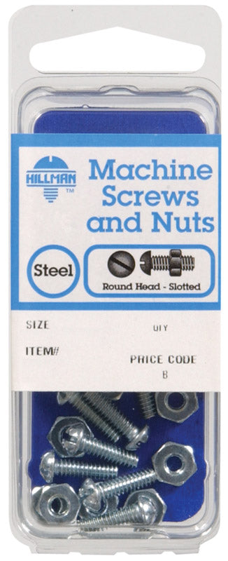 HILLMAN No. 10-24 in. X 1-1/2 in. L Slotted Round Head Zinc-Plated Steel Machine Screws 1 pk