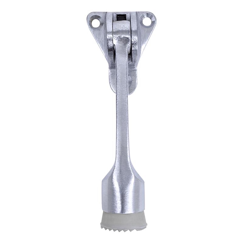 Tell 1 in. L Aluminum Satin Chrome Silver Kick-Down Door Holder Mounts to door