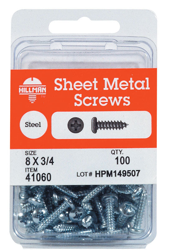 HILLMAN No. 12 Ga. X 3/4 in. L Phillips Pan Head Sheet Metal Screws 1 pk