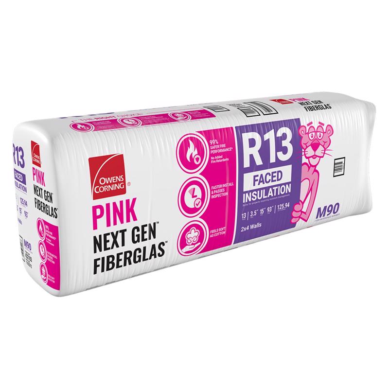 Owens Corning 15 in. W X 93 in. L X 3.5 in. R-13 Kraft Faced Fiberglass Insulation Batt 125.94 sq ft