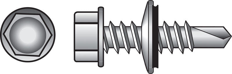 HILLMAN No. 10 Ga. X 1 in. L Hex Hex Washer Head Self-Drilling Screws 100 pk
