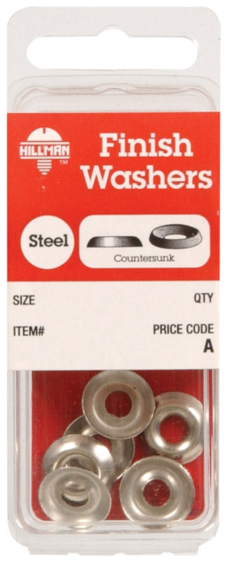 HILLMAN Nickel-Plated Steel 6 lb Finish Washer 1 pk