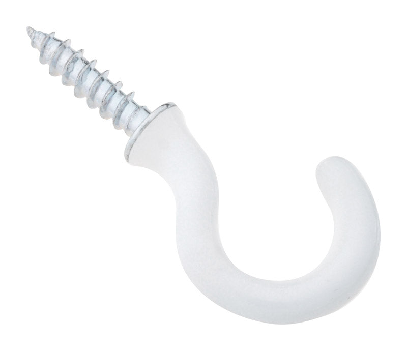 National Hardware Small Vinyl Coated White Steel 3/4 in. L Cup Hook 10 lb 5 pk