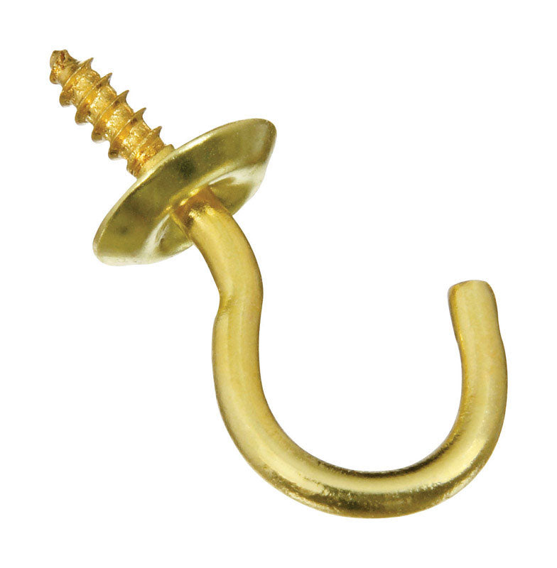 National Hardware Small Gold Solid Brass 3/4 in. L Cup Hook 5 lb 5 pk