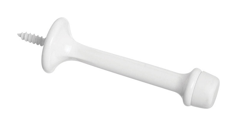 National Hardware 3 in. L Zinc w/Rubber Tip White Rigid Door Stop Mounts to wall .75 in.