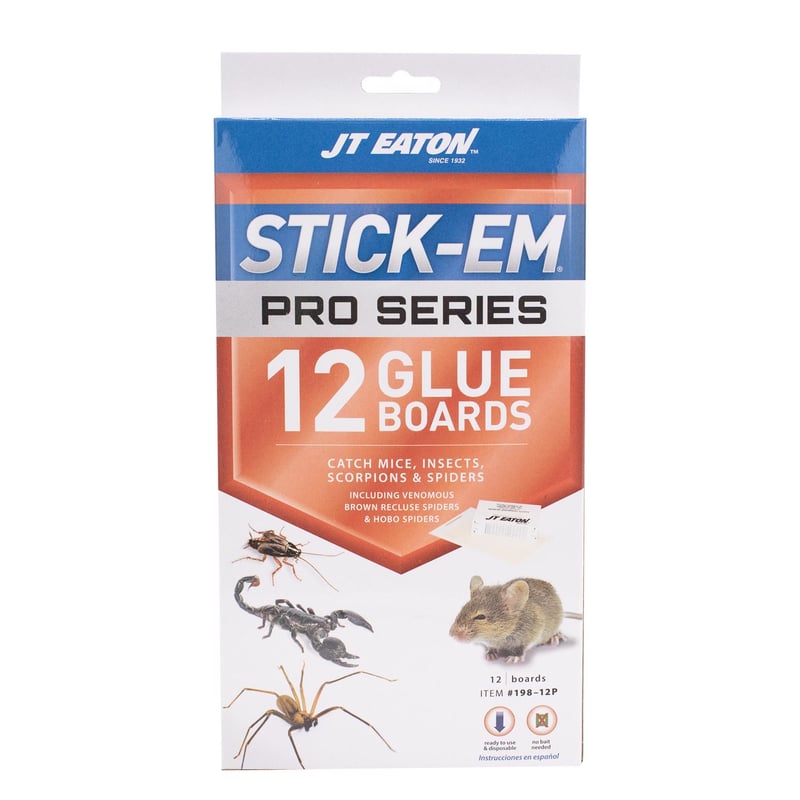 JT Eaton Stick-Em Pro Series Small Glue Board Trap For Insects/Mice/Spiders 12 pk