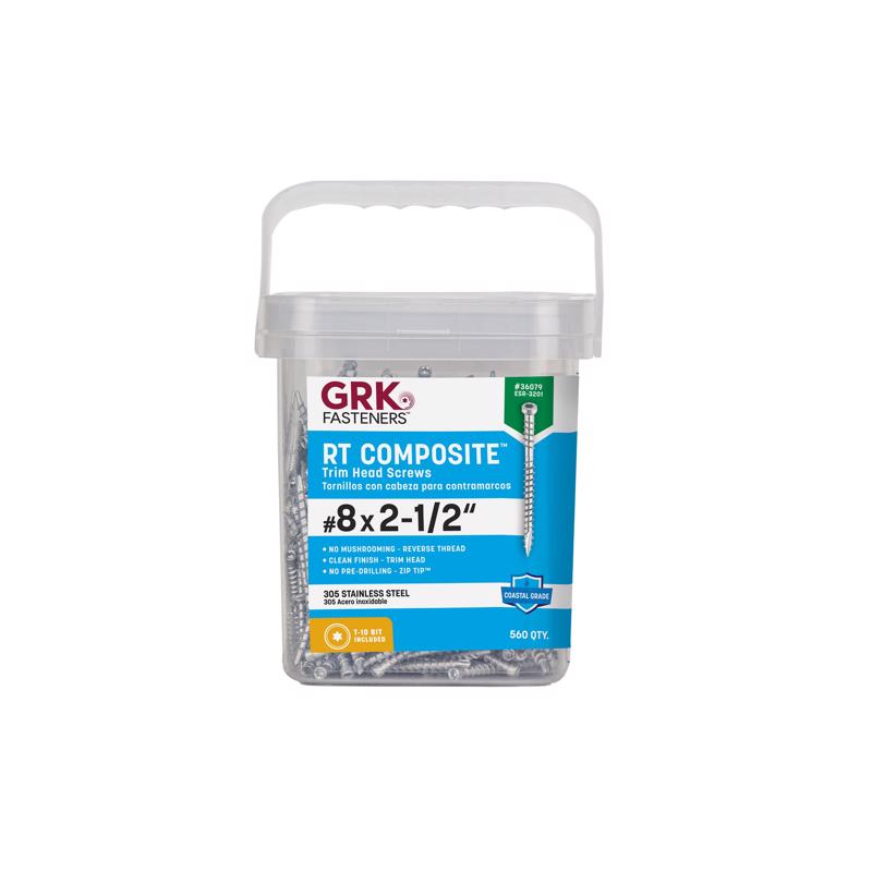 GRK Fasteners No. 8 X 2-1/2 in. L Star Climatek Coarse Trim Screws 560 pk