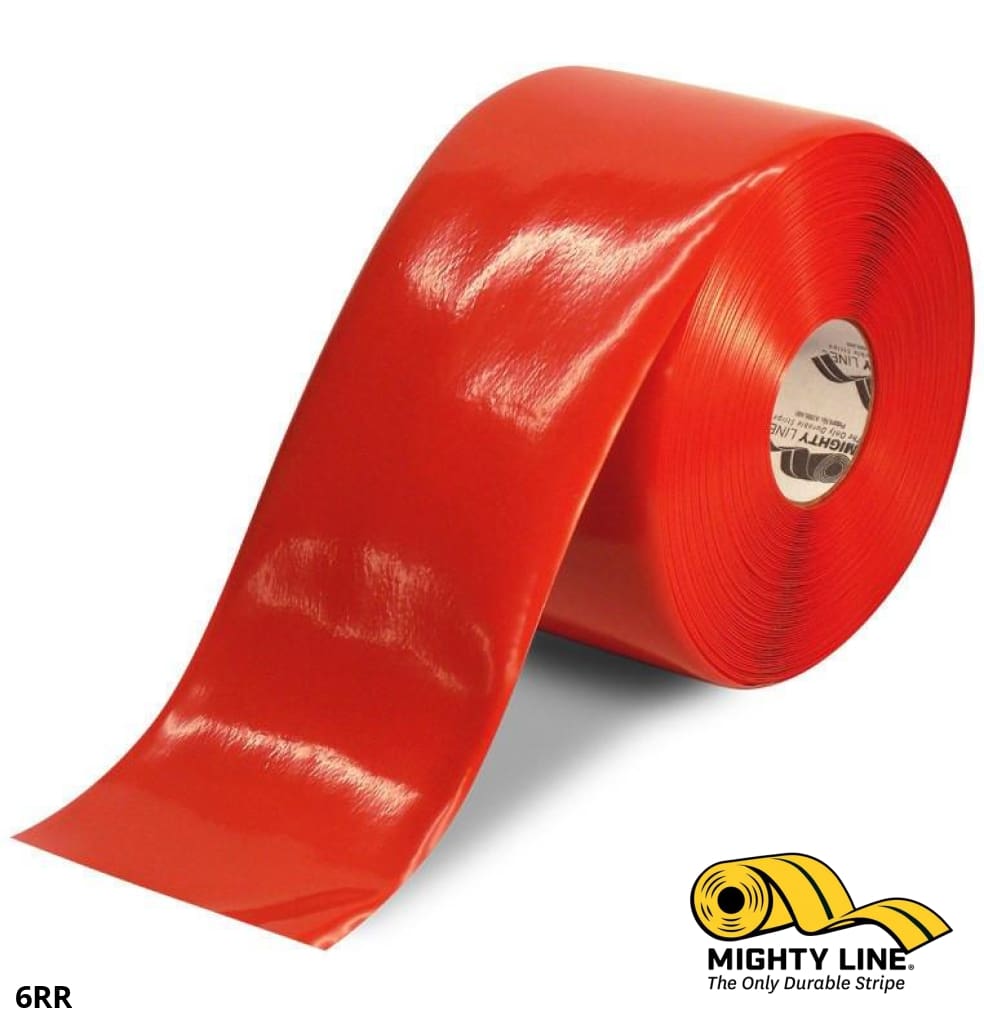 6" RED Solid Color Tape - 100' Roll - Safety Floor Tape
