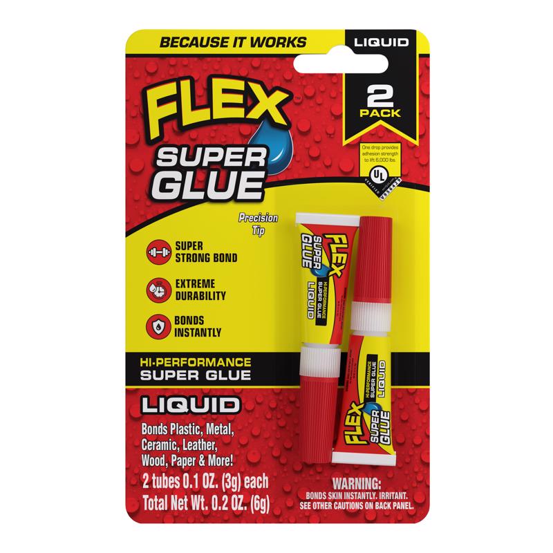 Flex Seal Family of Products Flex Super Glue Liquid High Strength Clear Super Glue 2 pk
