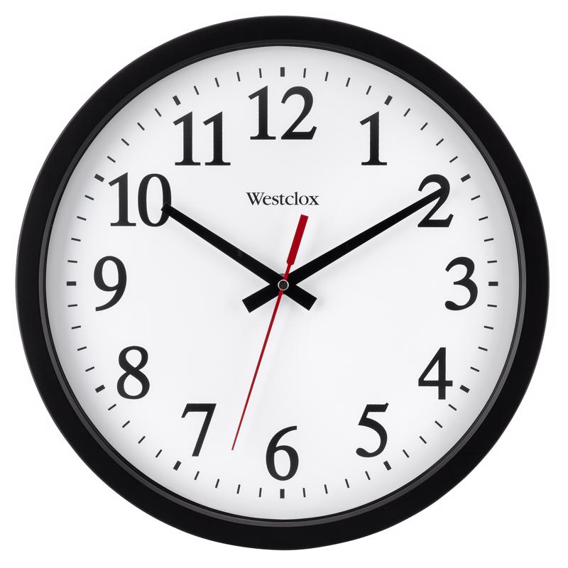 Westclox 14 in. L X 12 in. W Indoor Analog Wall Clock Plastic Black/White