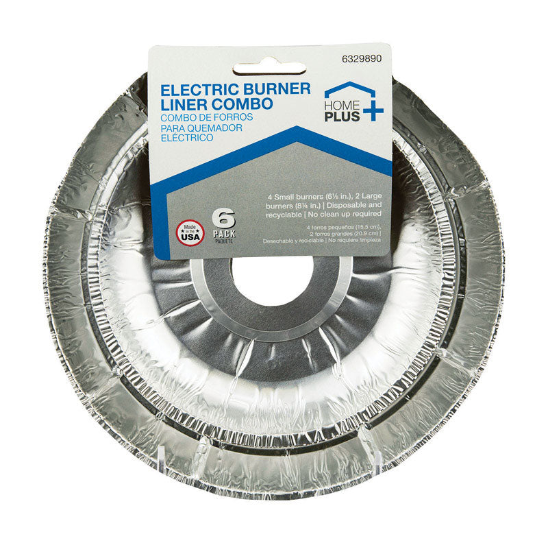 Home Plus Electric Burner Liner Silver 6 pk
