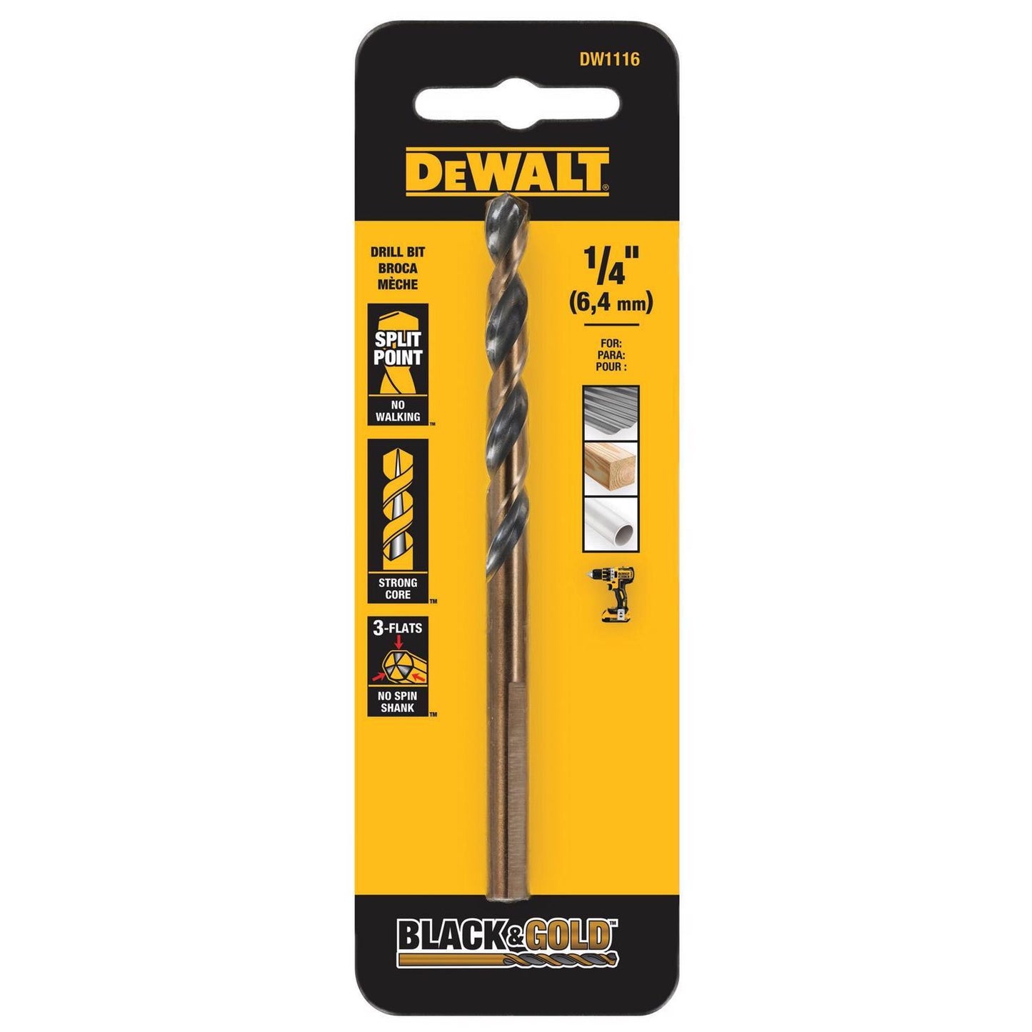 BLK&GLD DRILL BIT 1/4"