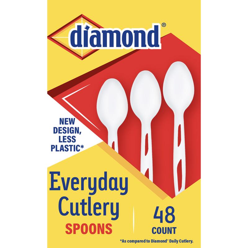 Diamond White Plastic Heavy Duty Spoons 48 pk