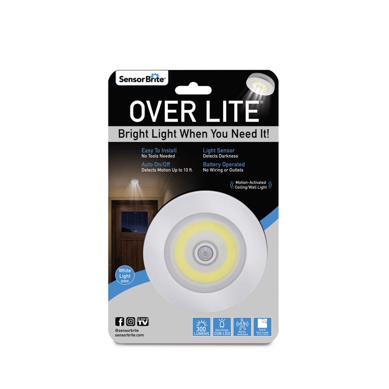 Over Lite As Seen On TV White Battery Powered LED Puck Light 1 pk