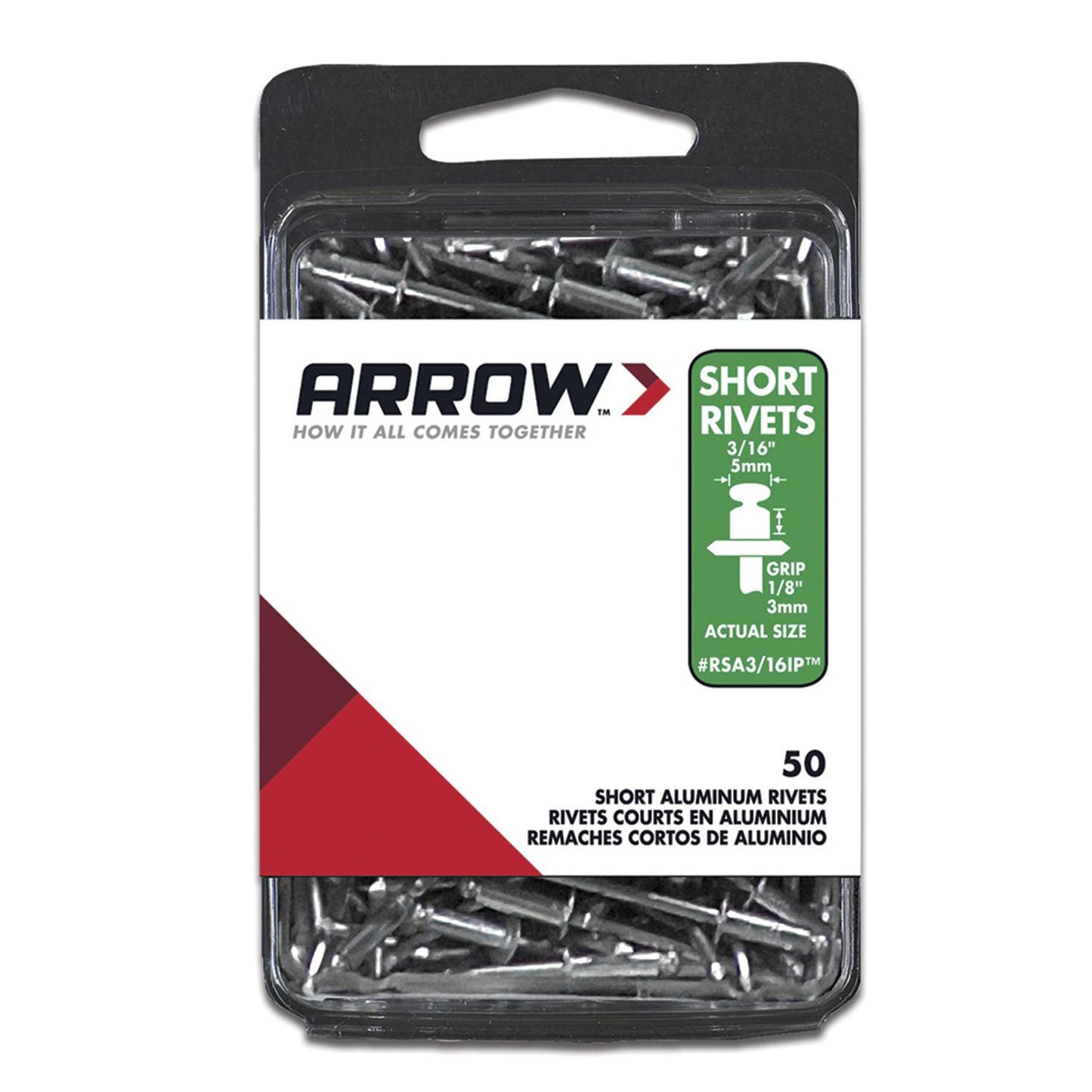 RIVET ALUM 3/16X1/8"50PK