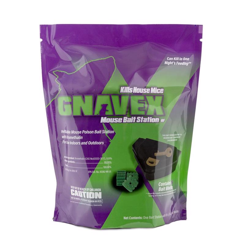 Gnavex Refillable Toxic Bait Station and Bait Blocks For Mice 8 oz 1 pk