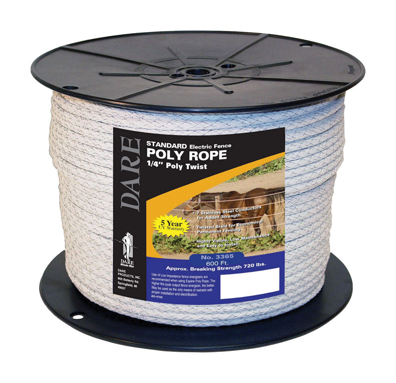 Dare 1/4 in. D X 600 ft. L White Twisted Poly Rope