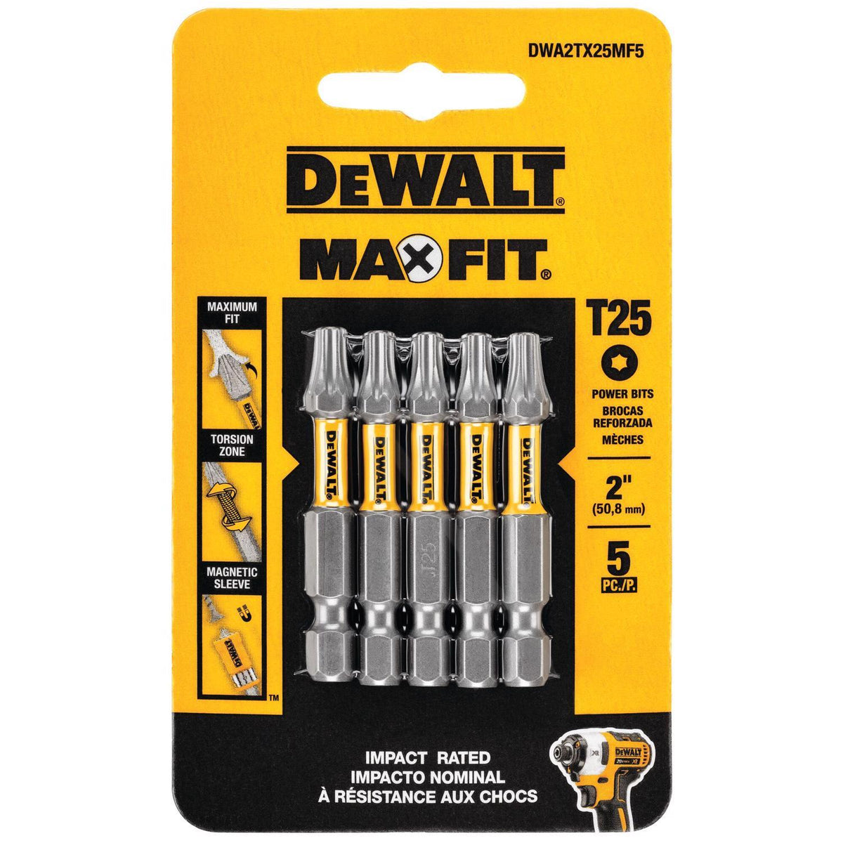 DW T25 BIT 2" 5PK