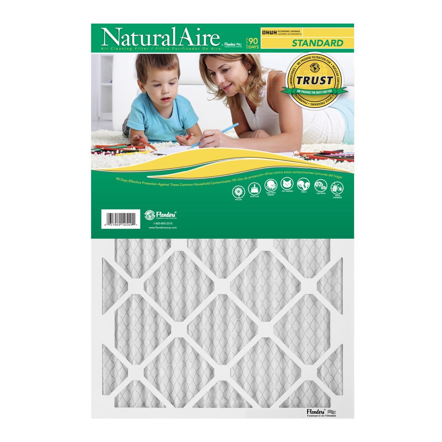 NaturalAire 16 in. W X 25 in. H X 1 in. Synthetic 8 MERV Pleated Air Filter 1 pk