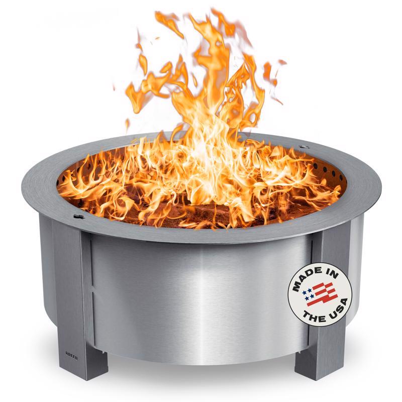 Breeo X Series 30 Stainless Smokeless Fire Pit 30 in. W Stainless Steel Outdoor Round Wood Fire Pit