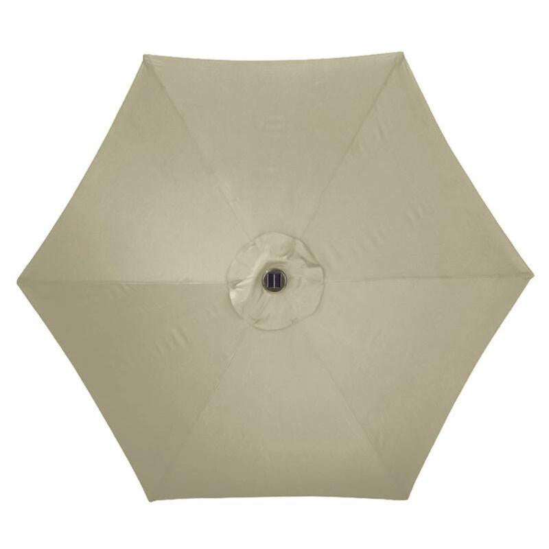 Living Accents Solar LED 9 ft. Tiltable Taupe Market Umbrella