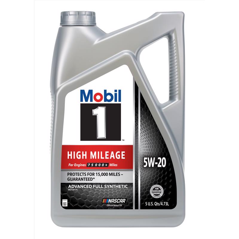 Mobil 1 5W-20 Gasoline High Mileage Motor Oil 5 qt