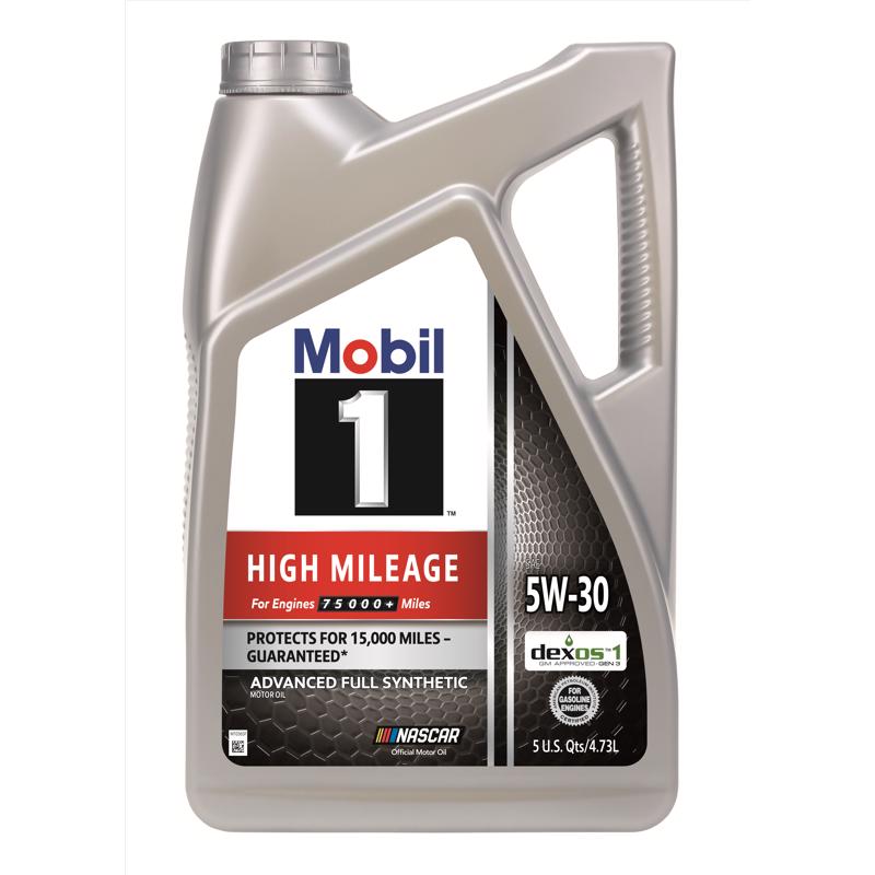 Mobil 1 5W-30 Gasoline High Mileage Motor Oil 5 qt