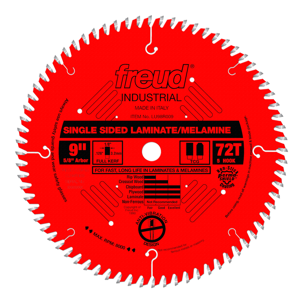 Freud 9 in. D X 5/8 in. Single Sided Laminates TiCo Hi-Density Carbide Saw Blade 72 teeth 1 pk