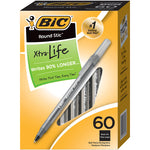 BIC Round Stic Grip Black Ball Point Pen 60 pk