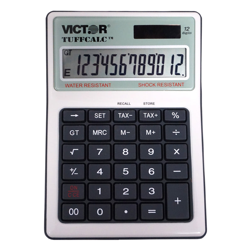 Victor Tuffcalc Silver 12 digit Solar Powered Deluxe Desktop Calculator