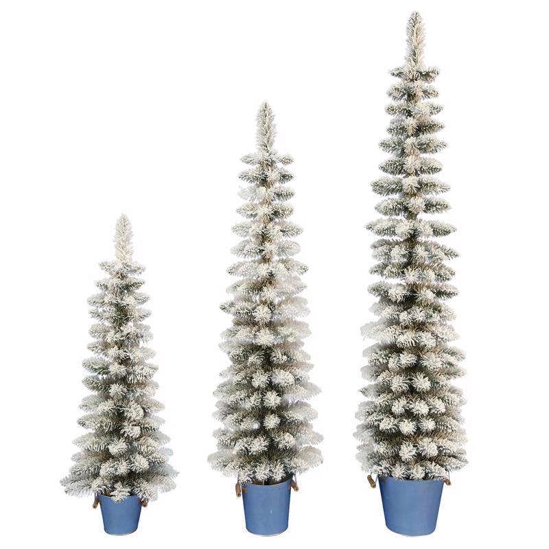 Celebrations 5 ft. Slim Flocked Pencil Christmas Tree