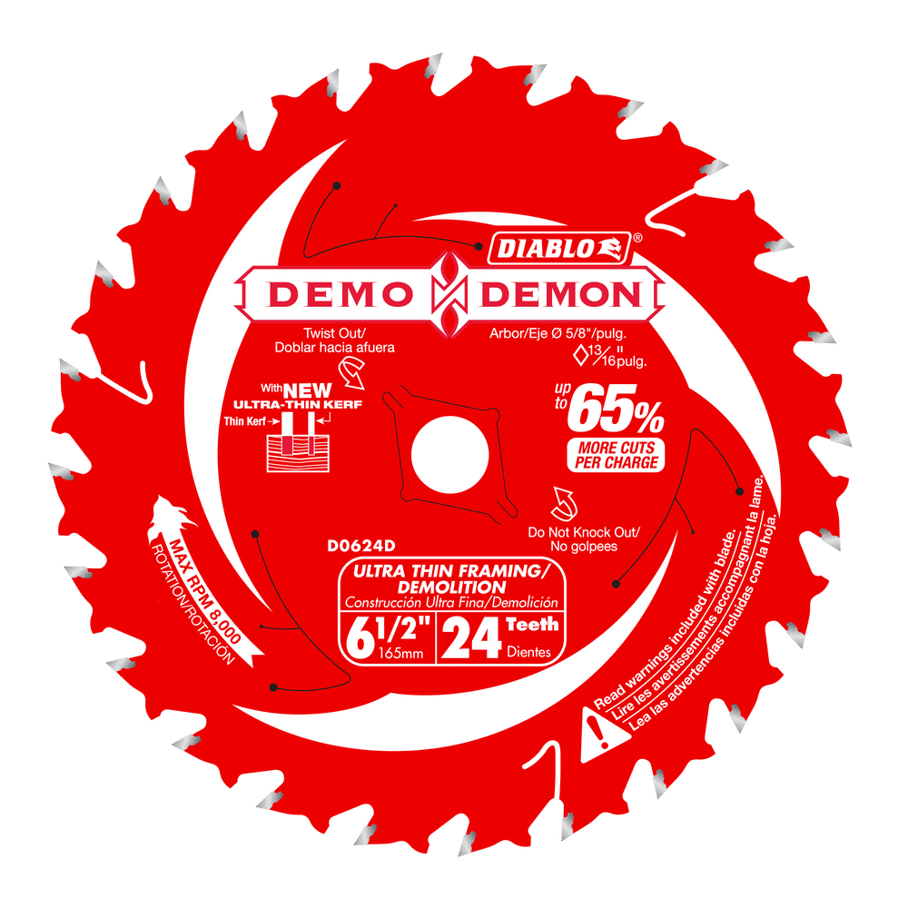 Diablo Demo Demon 6-1/2 in. D X 5/8 in. TiCo Hi-Density Carbide Framing Blade 24 teeth 1 pk — 10-Pack